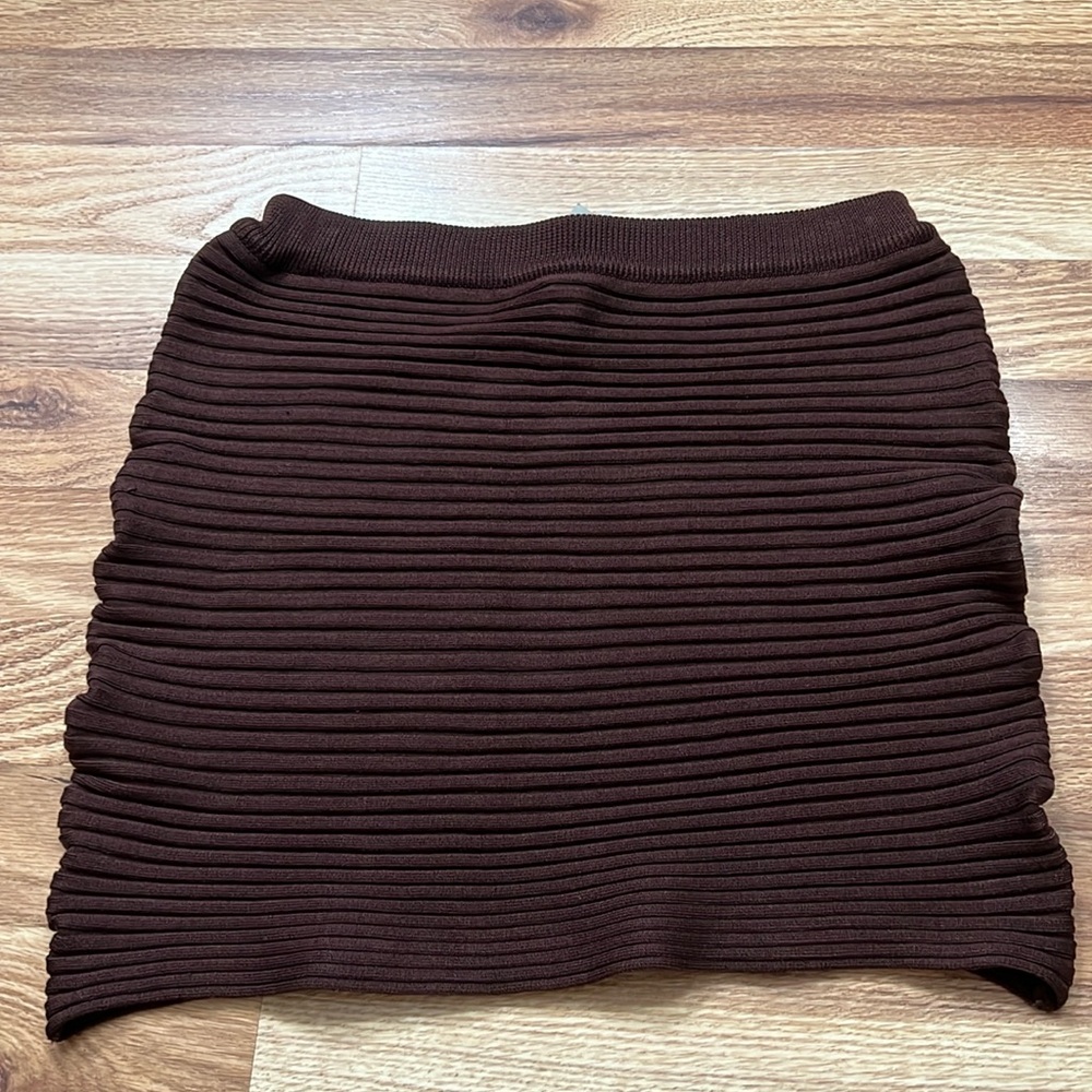 Cache Knit Mini Brown Skirt size L